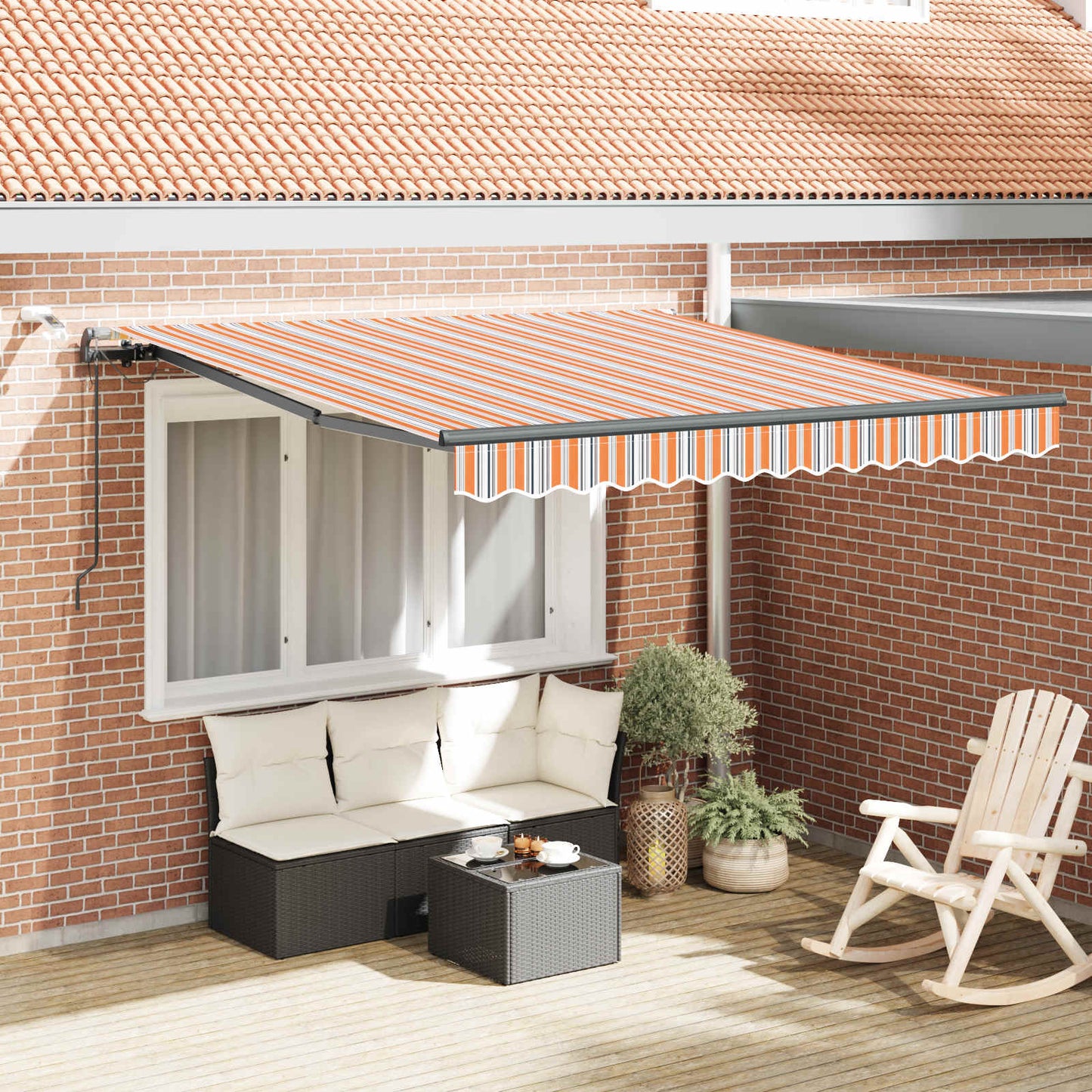 vidaXL Einziehbare Markise mit Mehrfarbig 300 x 250 cm Stoff
