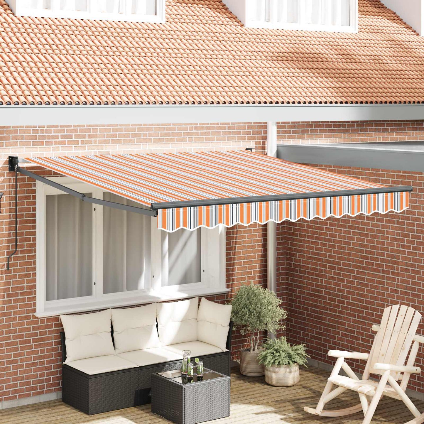 vidaXL Markise Gestreift Mehrfarbig 3 x 2,5 m Polyester und Metall