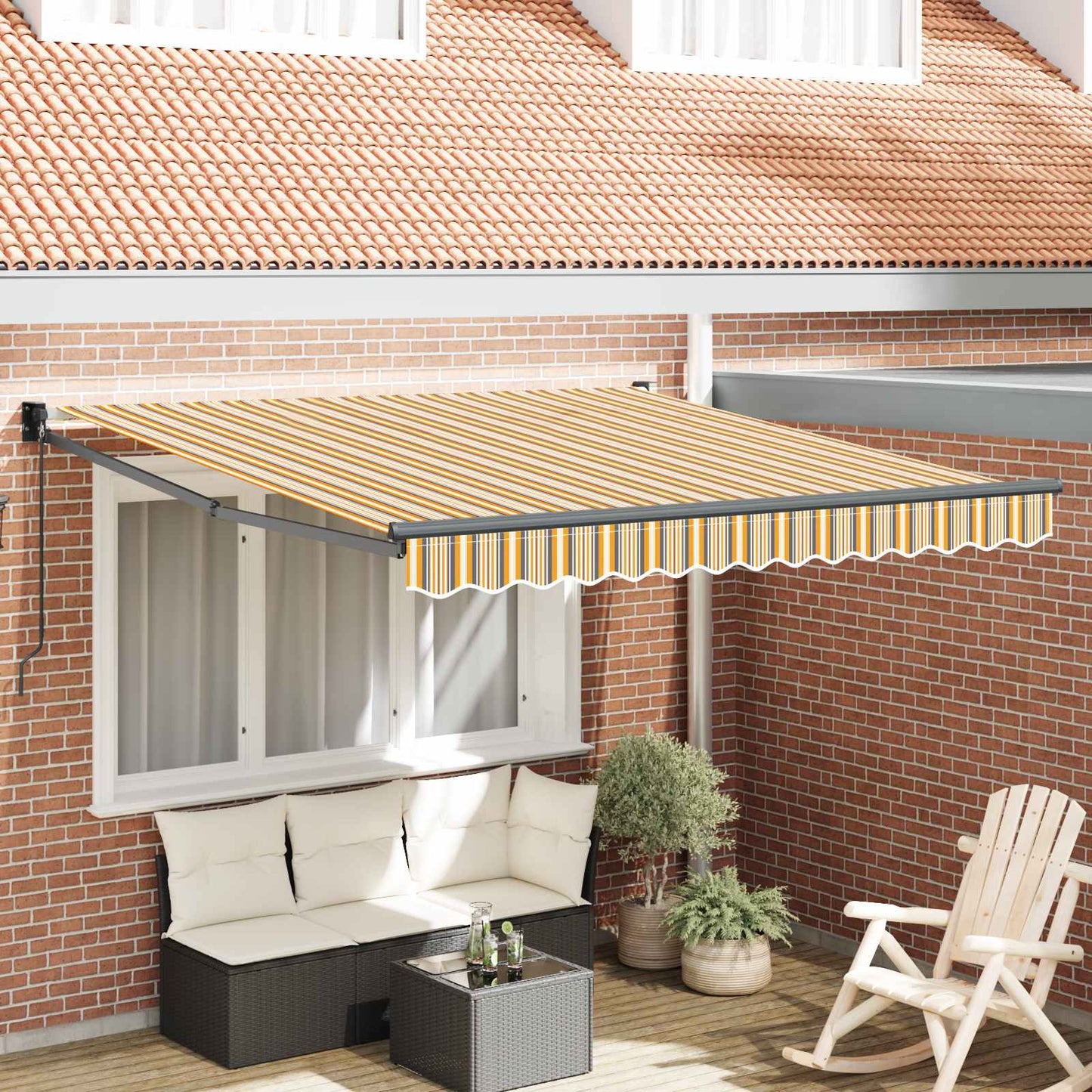 vidaXL Markise Gestreift Mehrfarbig 3 x 2,5 m Polyester und Metall