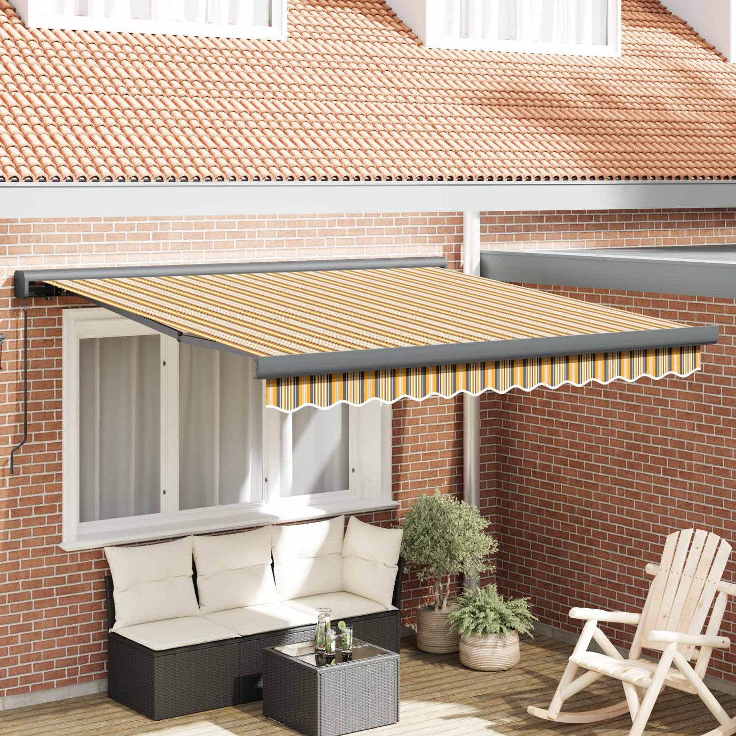vidaXL Einziehbare Markise Mehrfarbig 300 x 250 cm Stoff und Metall