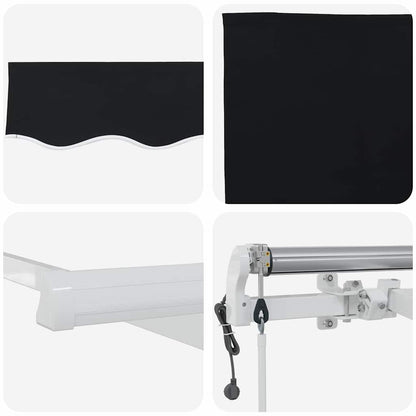 vidaXL Einziehbare Markise Schwarz 300 x 250 cm Stoff