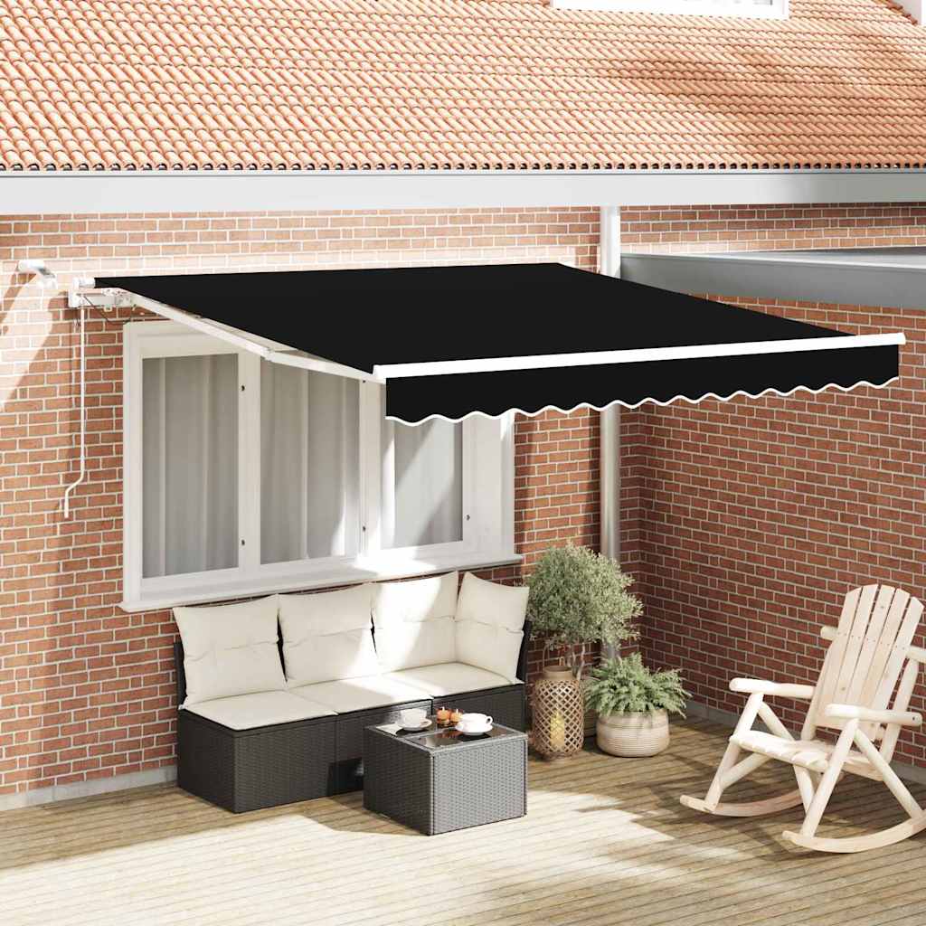 vidaXL Einziehbare Markise Schwarz 300 x 250 cm Polyester und Metall