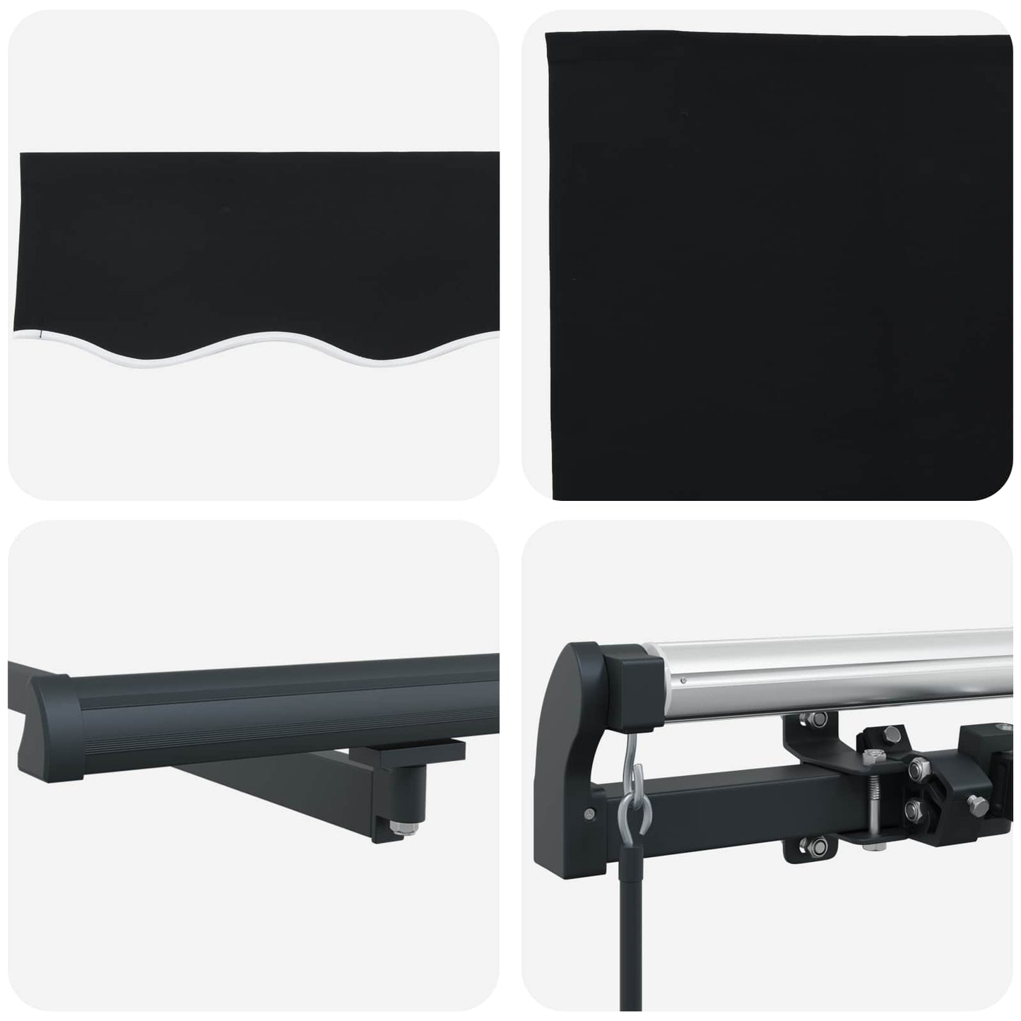 vidaXL Einziehbare Markise Schwarz 300 x 250 cm Polyester und Stahl