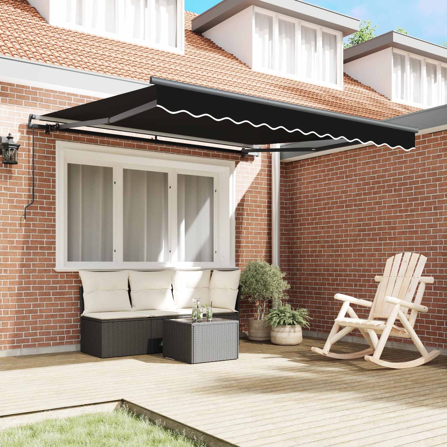 vidaXL Einziehbare Markise Schwarz 300 x 250 cm Polyester und Stahl