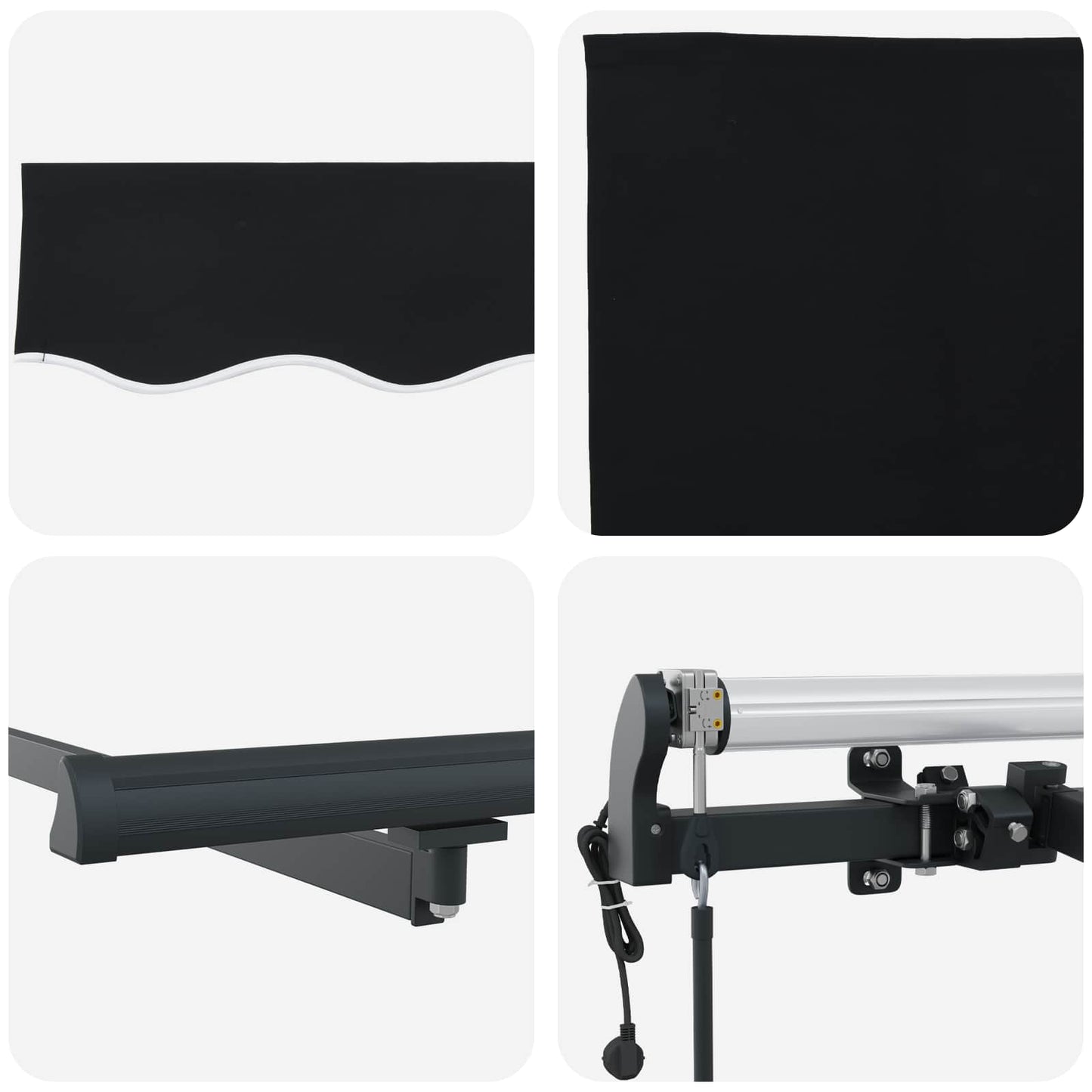 vidaXL Einziehbare Markise Schwarz 300 x 250 cm Stoff und Aluminium