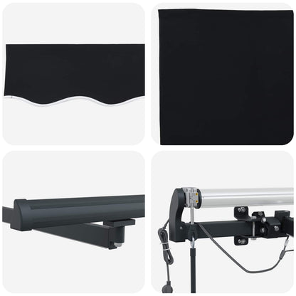 vidaXL Einziehbare Markise mit Schwarz 300 x 250 cm Stoff