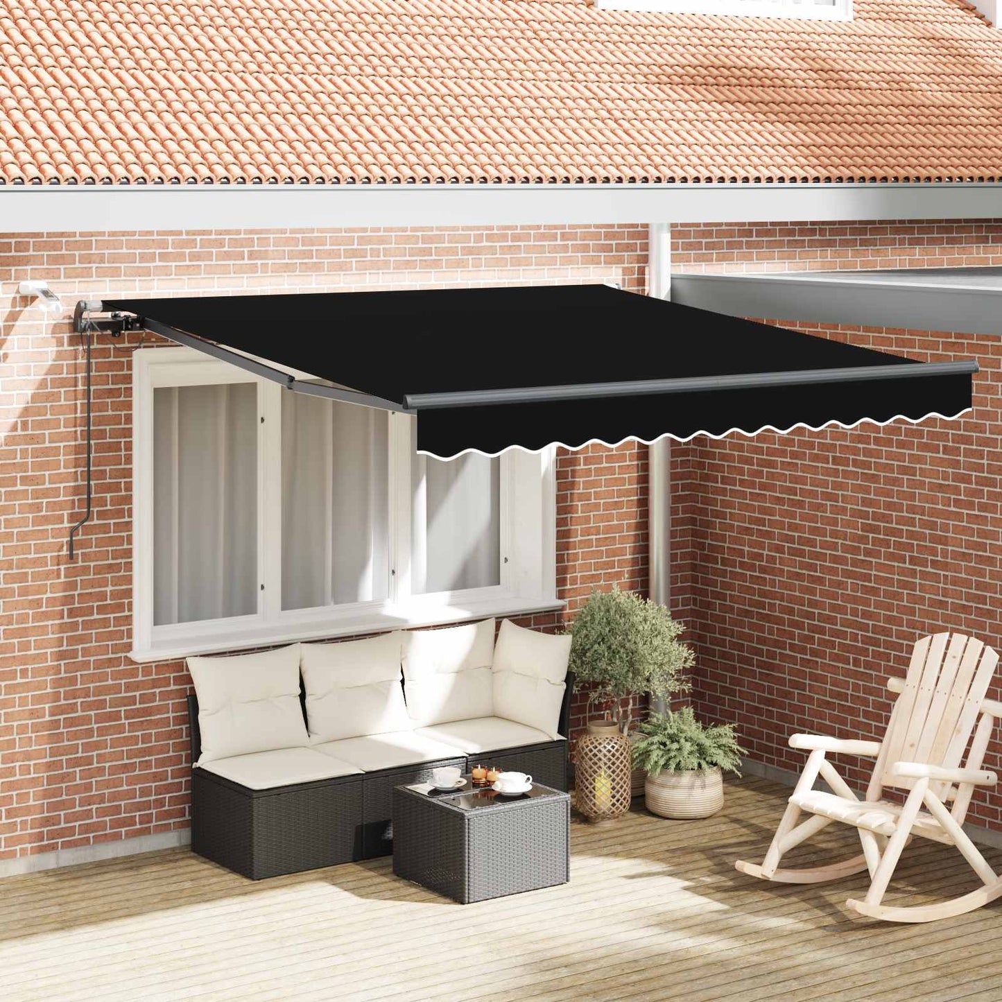 vidaXL Einziehbare Markise mit Schwarz 300 x 250 cm Stoff