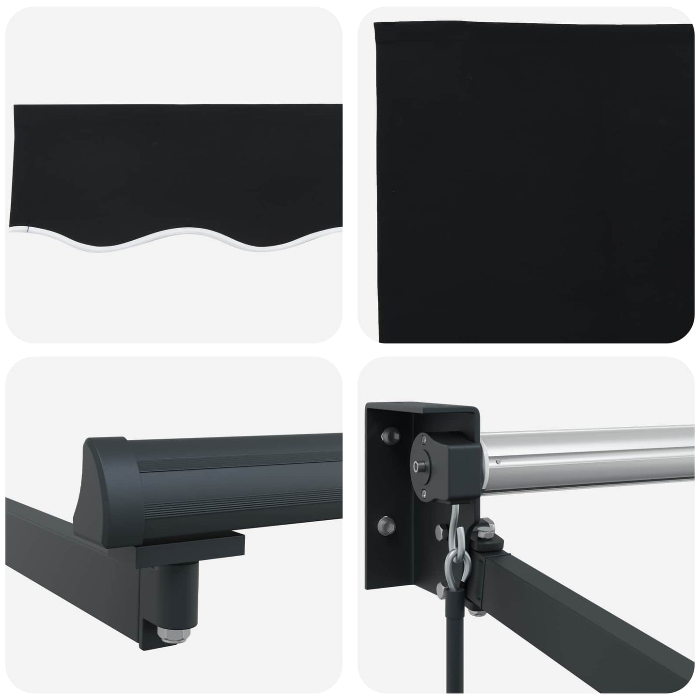 vidaXL Markise Schwarz 3 x 2,5 m Polyester und Metall