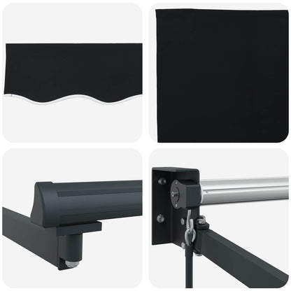 vidaXL Markise Schwarz 3 x 2,5 m Polyester und Metall