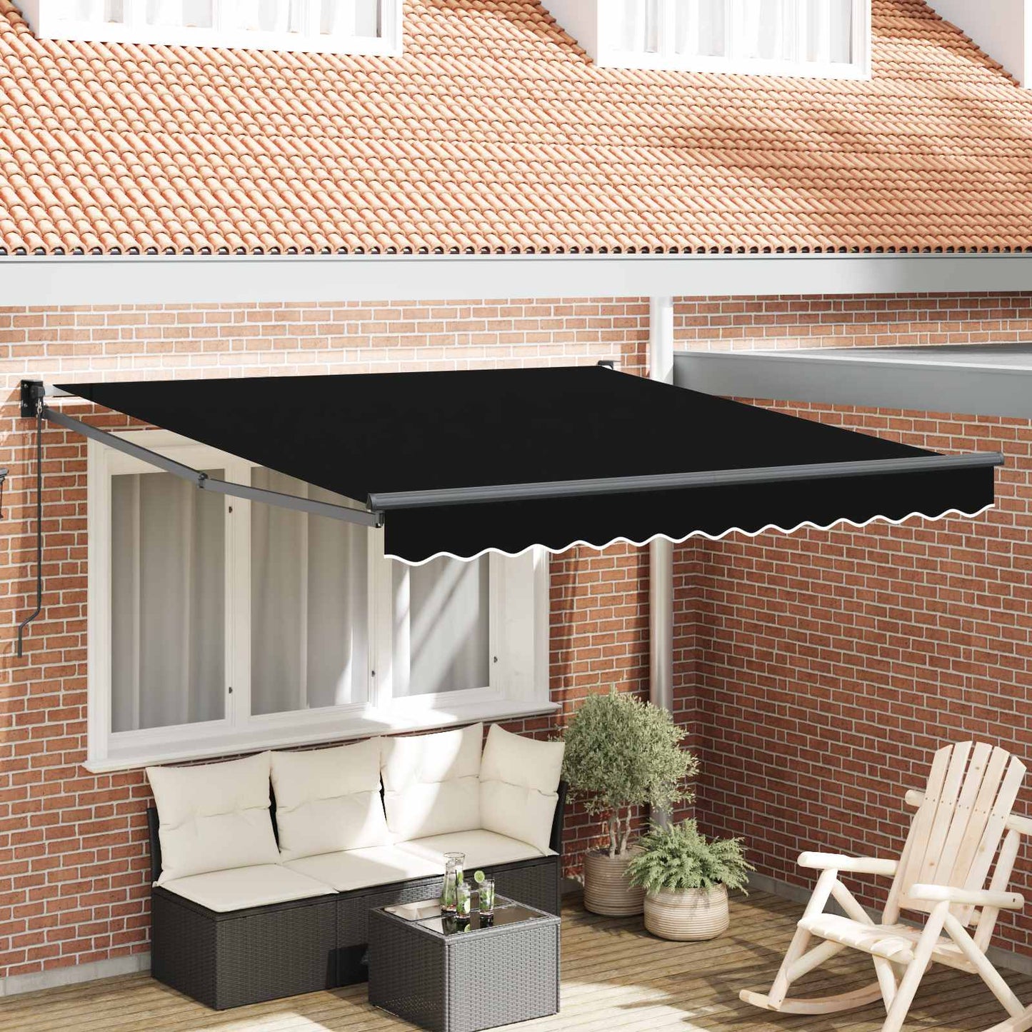 vidaXL Markise Schwarz 3 x 2,5 m Polyester und Metall