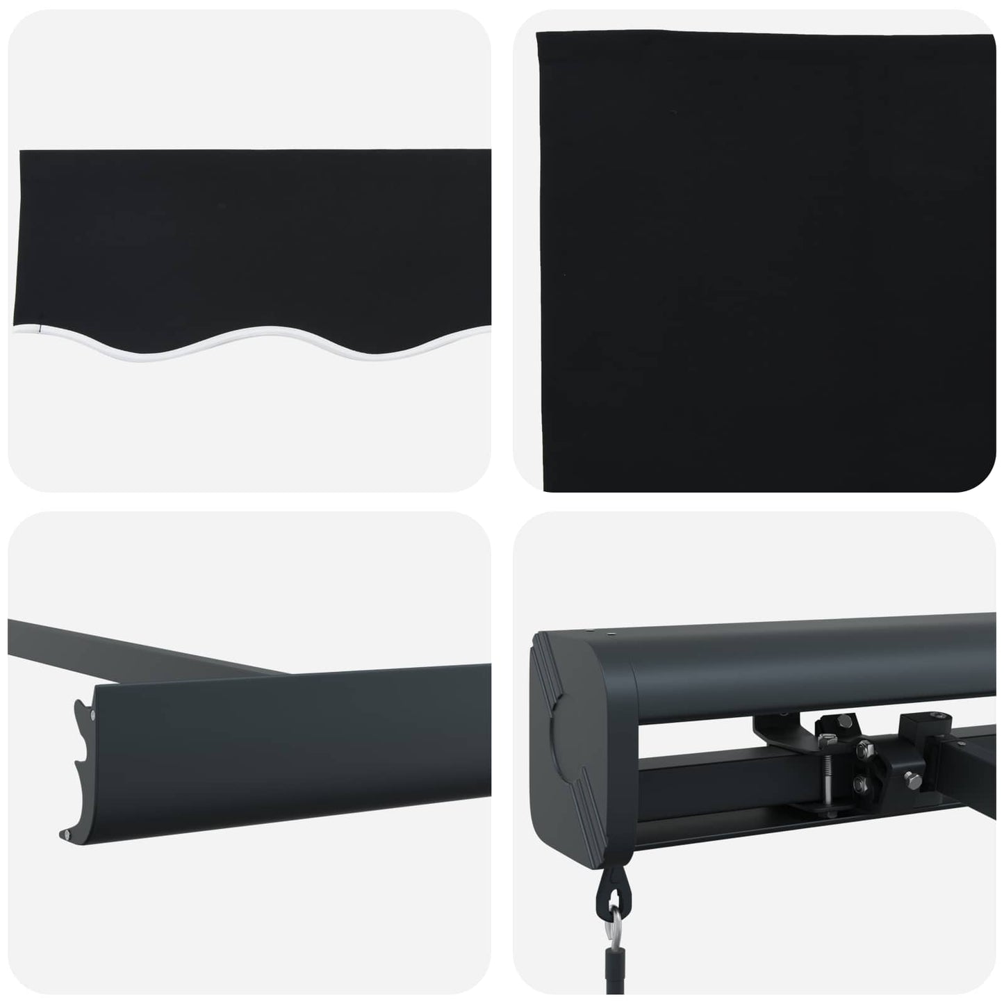 vidaXL Einziehbare Markise Schwarz 300 x 250 cm Stoff und Metall