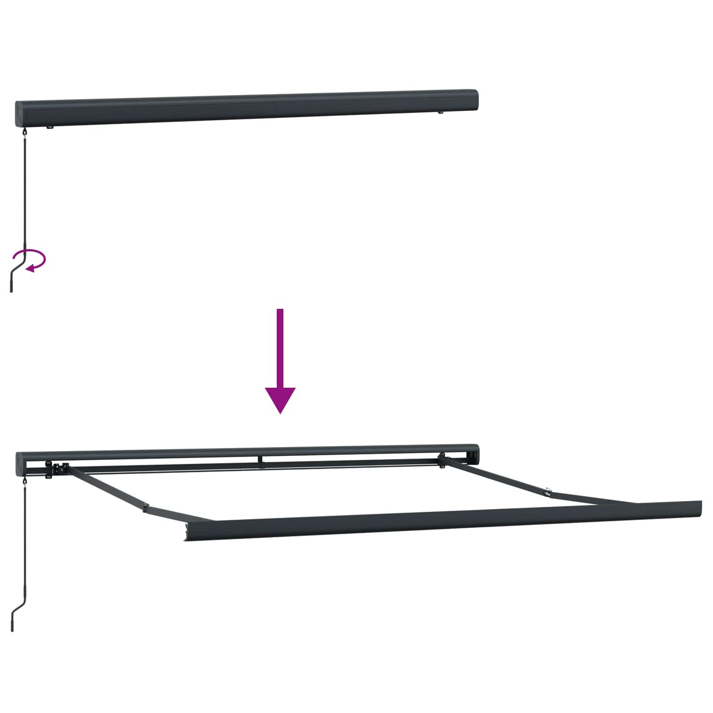 vidaXL Einziehbare Markise Schwarz 300 x 250 cm Stoff und Metall