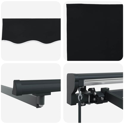 vidaXL Einziehbare Markise Schwarz 300 x 250 cm Polyester und Metall