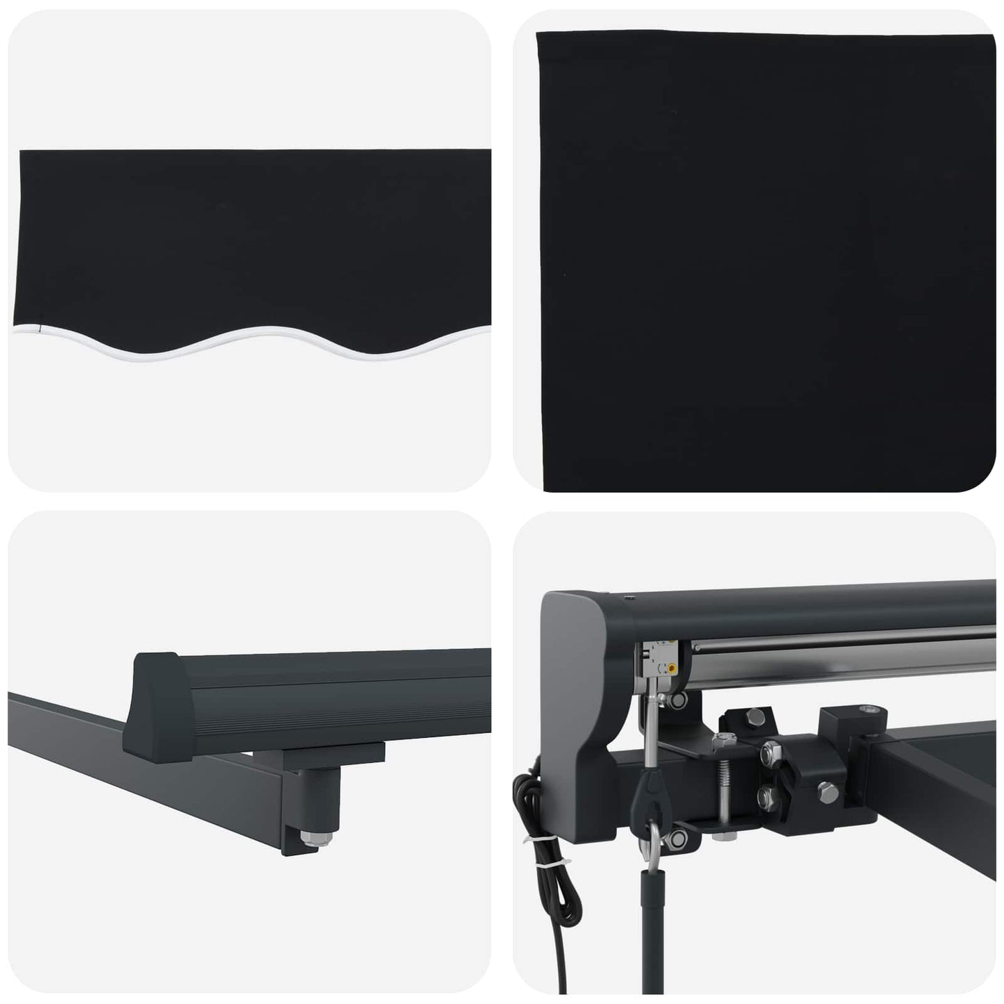 vidaXL Einziehbare Markise Schwarz 300 x 250 cm Polyester und Metall