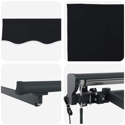 vidaXL Einziehbare Markise Schwarz 300 x 250 cm Polyester und Metall