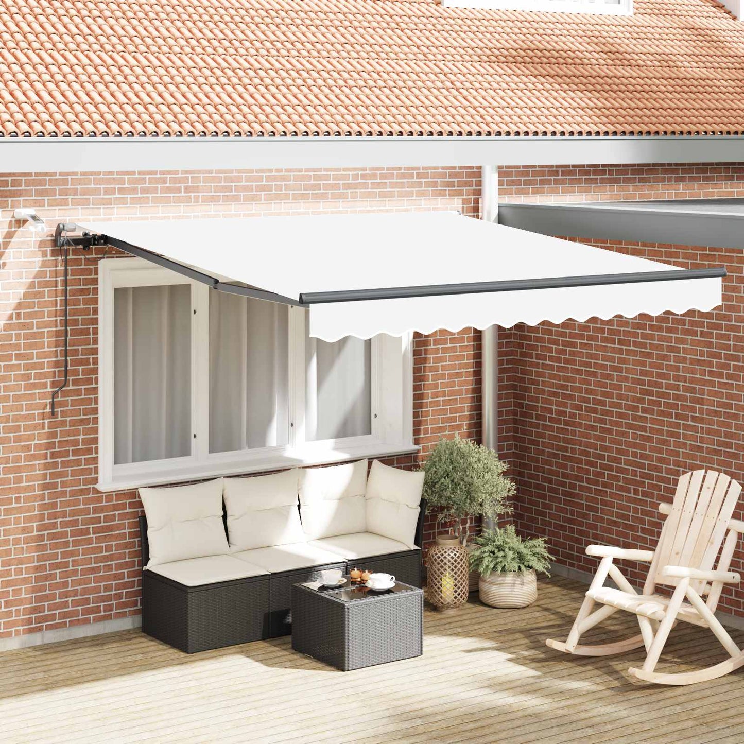 vidaXL Einziehbare Markise mit Weiß 300 x 250 cm Stoff