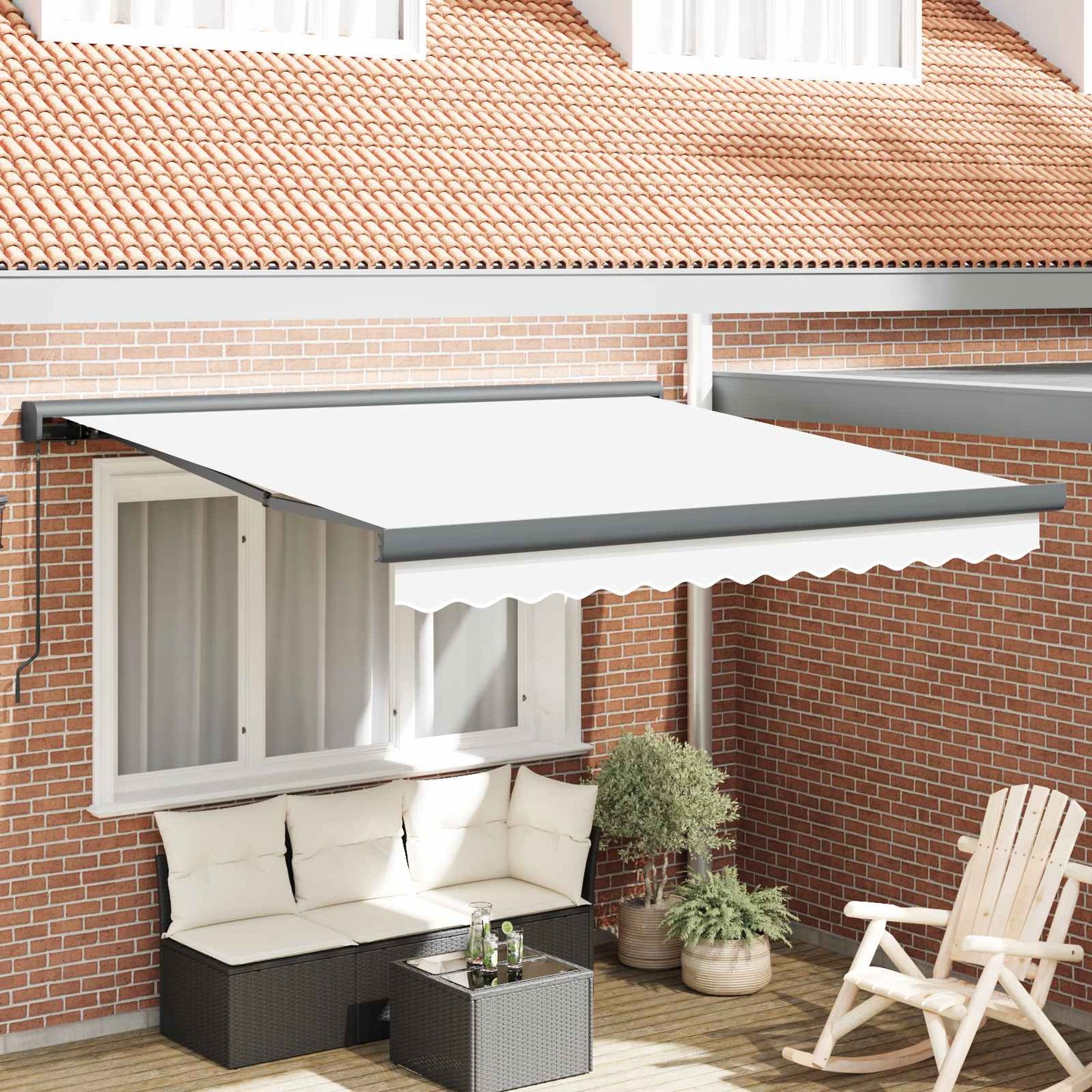 vidaXL Einziehbare Markise Weiß 300 x 250 cm Stoff und Metall