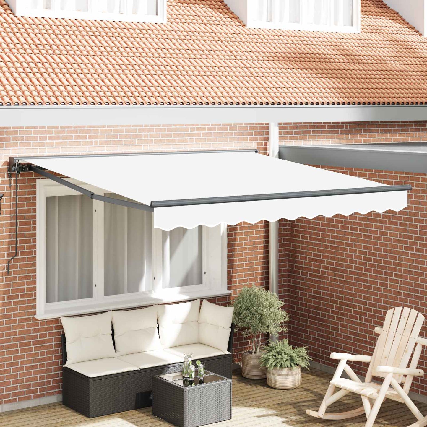vidaXL Einziehbare Markise Weiß 300 x 250 cm Polyester und Metall