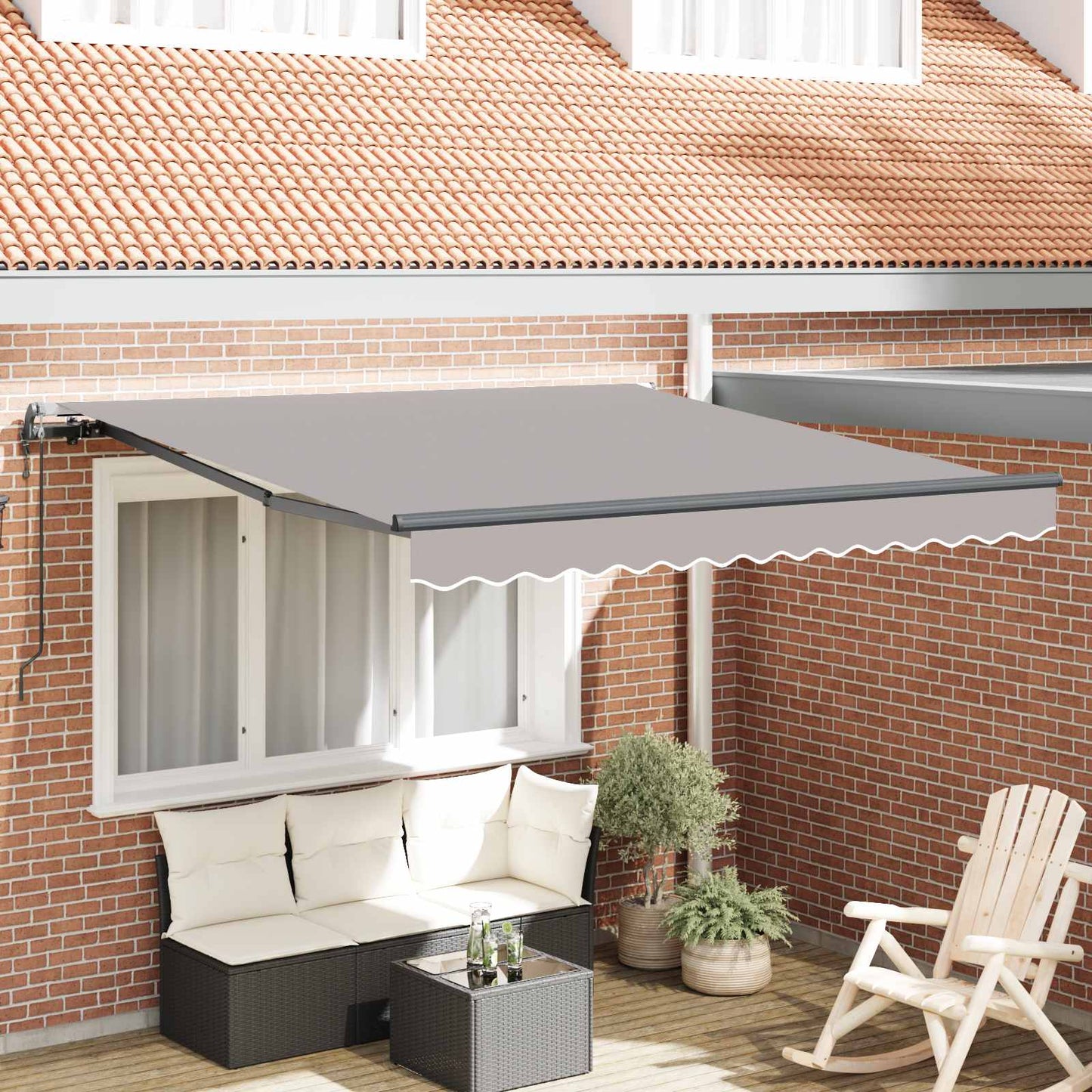vidaXL Einziehbare Markise Hellgrau 300 x 250 cm Stoff und Aluminium