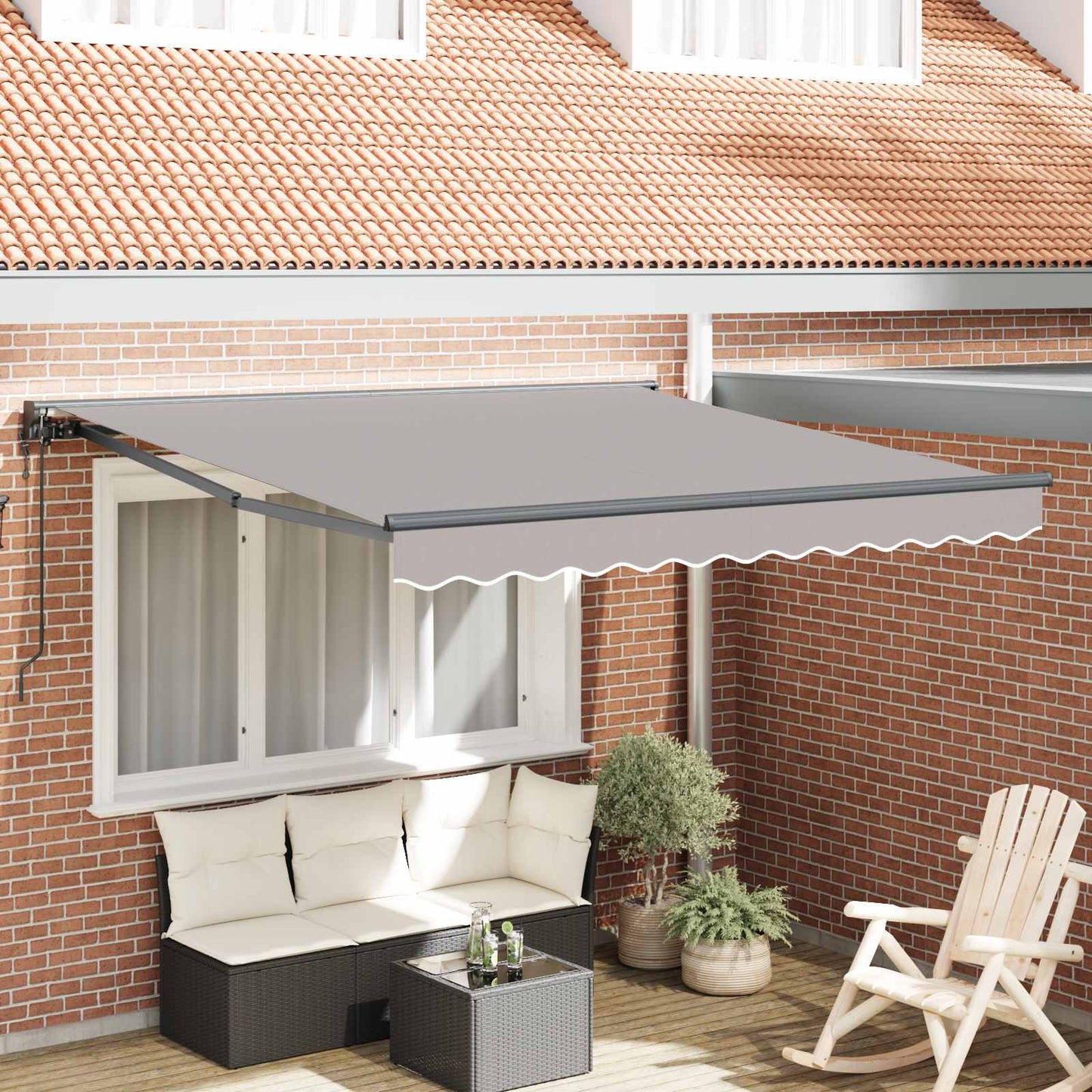 vidaXL Einziehbare Markise Hellgrau 300 x 250 cm Polyester und Metall