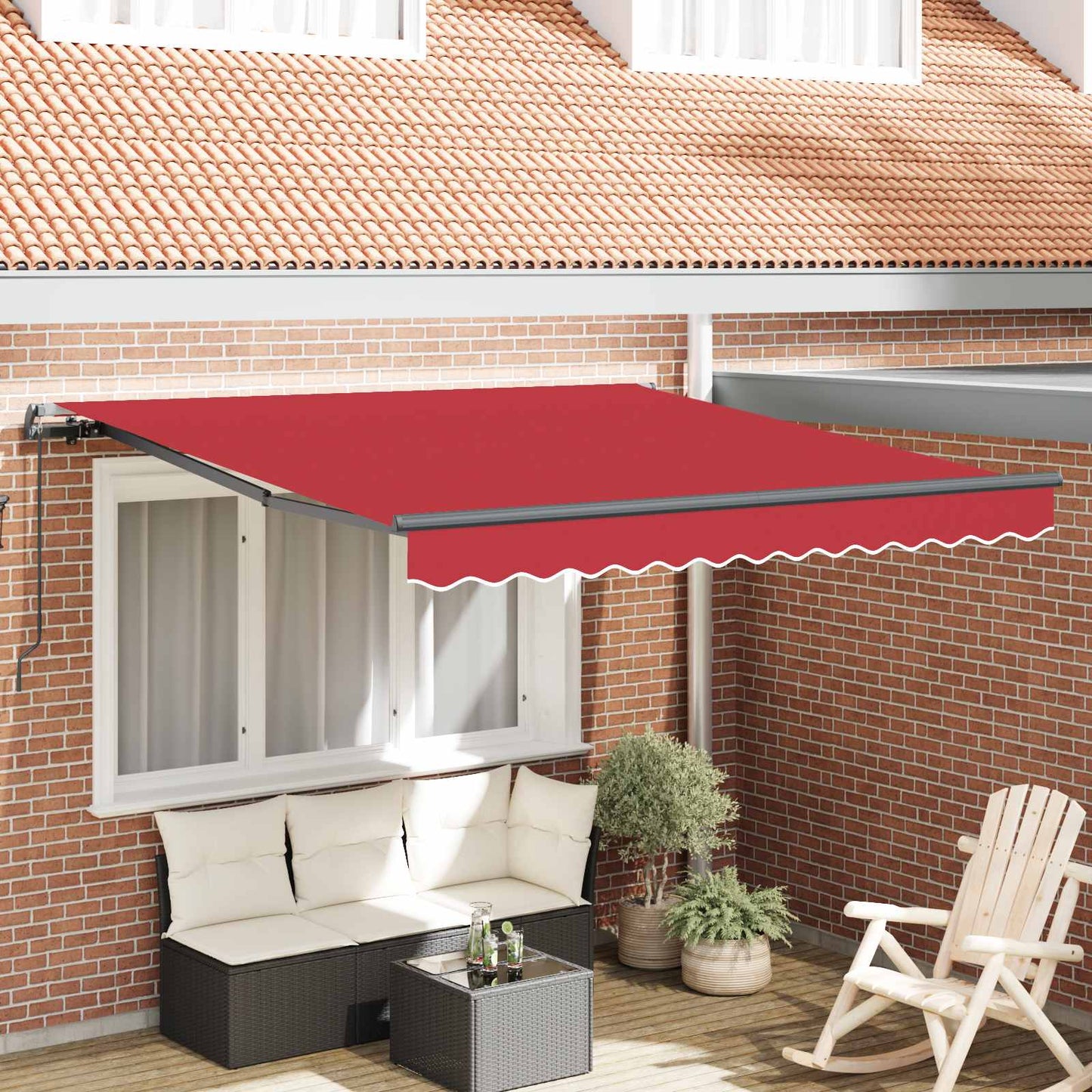 vidaXL Einziehbare Markise Rot 300 x 250 cm Polyester und Stahl