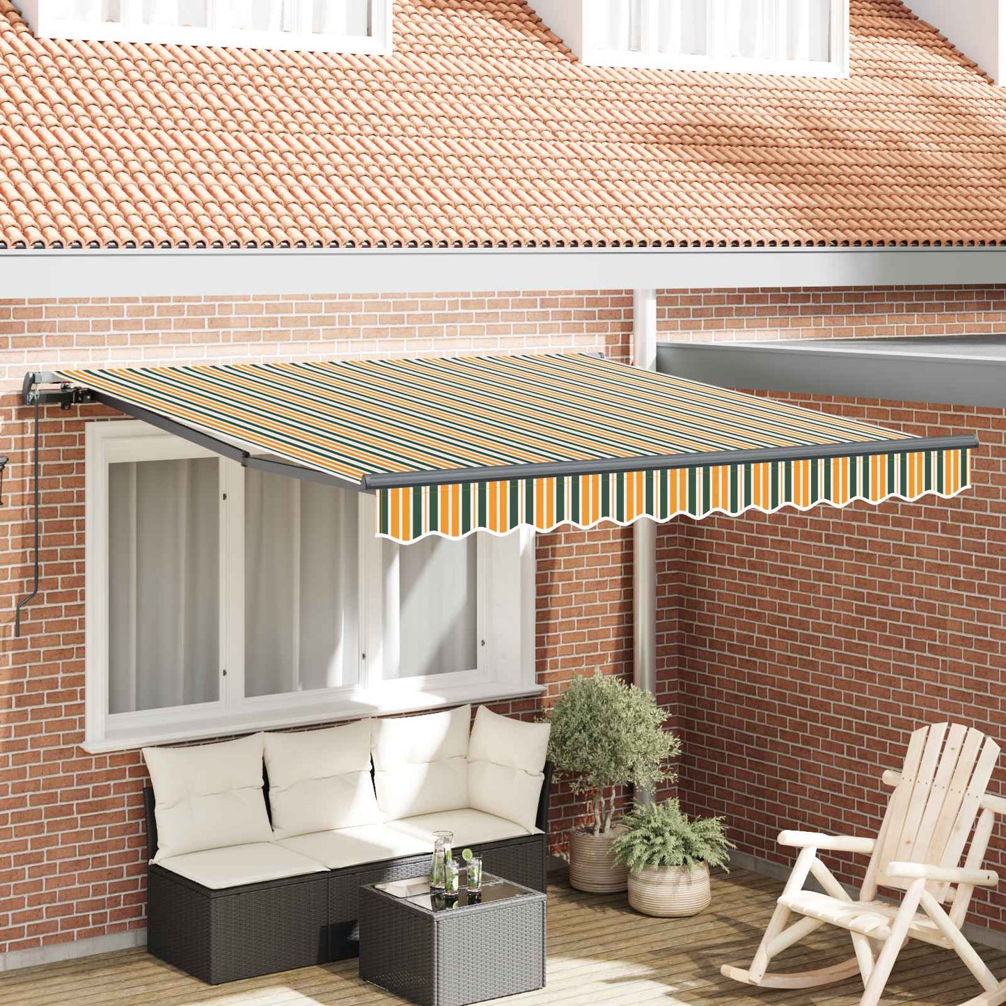 vidaXL Einziehbare Markise Grün und Gelb 300 x 250 cm