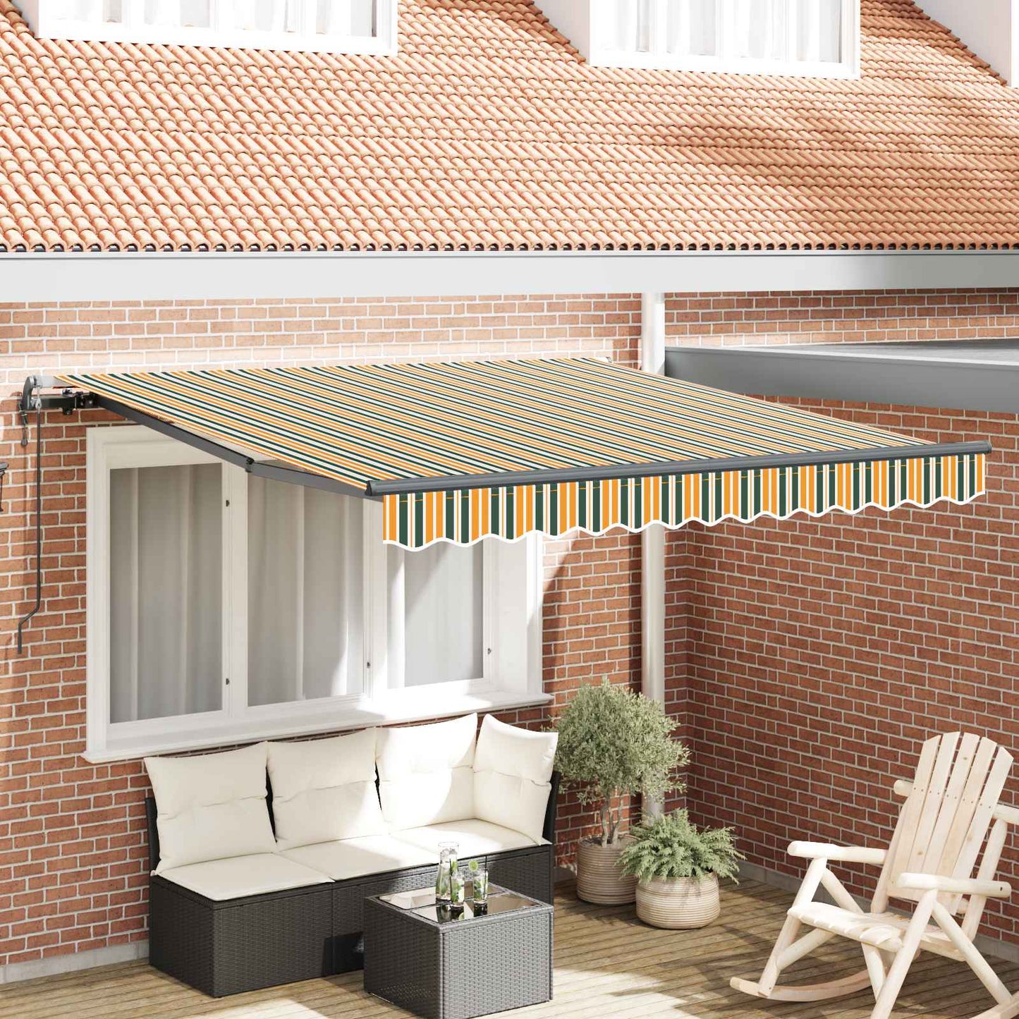 vidaXL Einziehbare Markise Grün und Gelb 300 x 250 cm