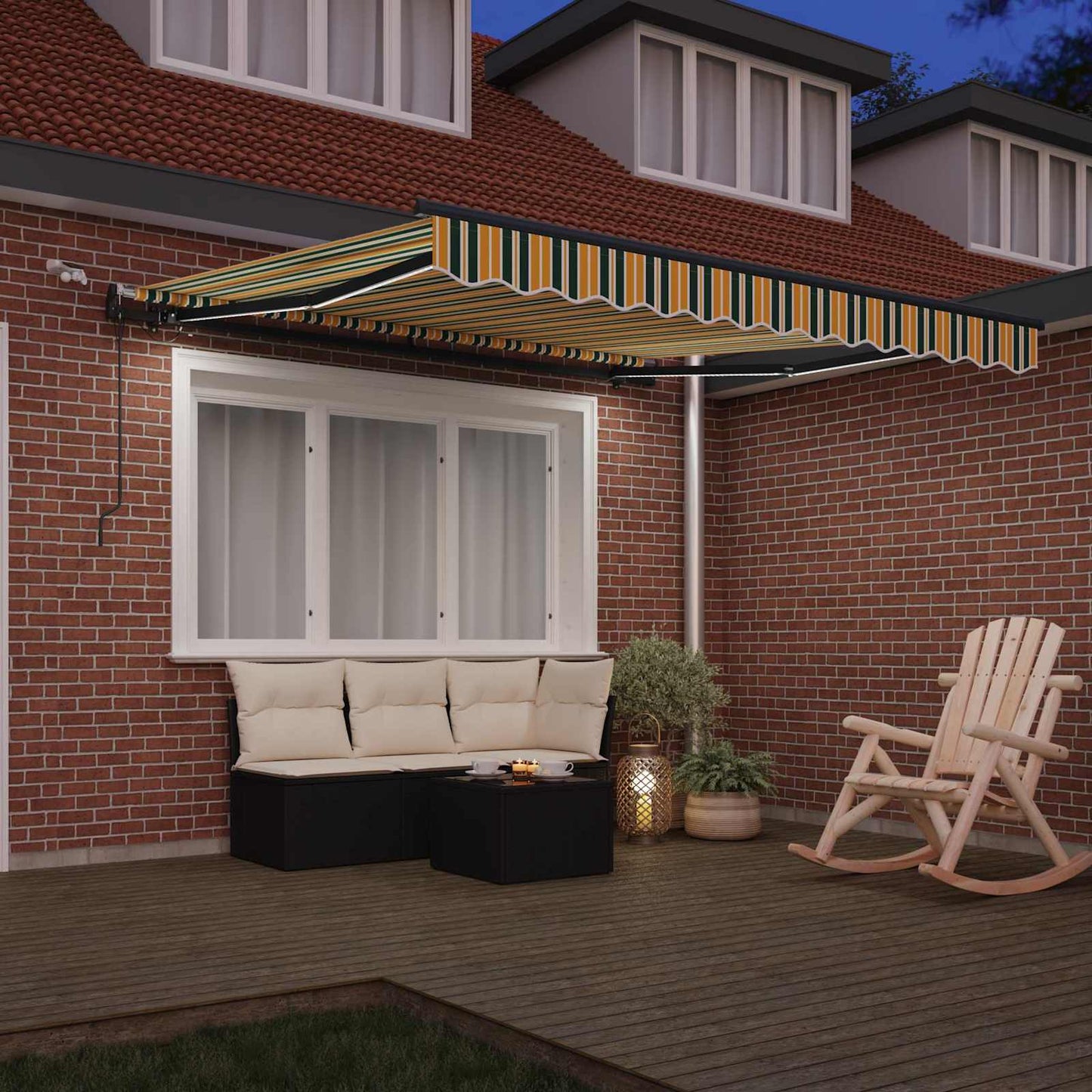 vidaXL Einziehbare Markise mit Grün und Gelb 300 x 250 cm Stoff