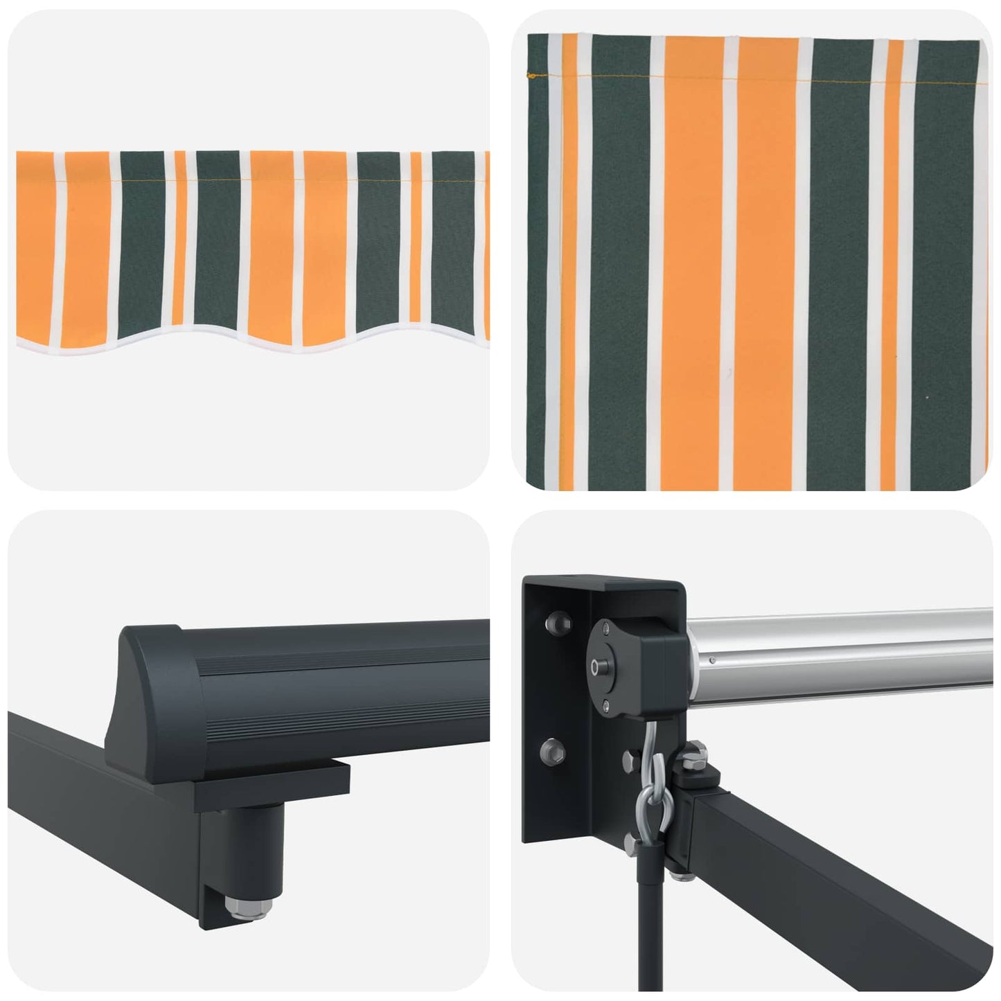 vidaXL Markise Gestreift Grün und Gelb 3 x 2,5 m Polyester und Metall