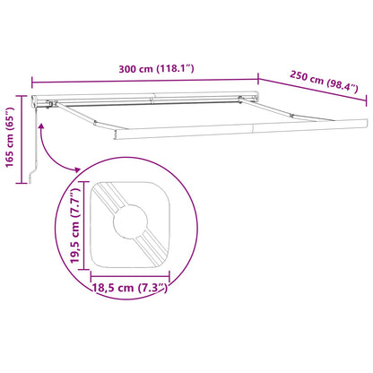 vidaXL Einziehbare Markise Grün und Gelb 300 x 250 cm Stoff und Metall