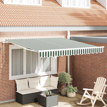 vidaXL Markise Gestreift Grün und Weiß 3 x 2,5 m Polyester und Metall