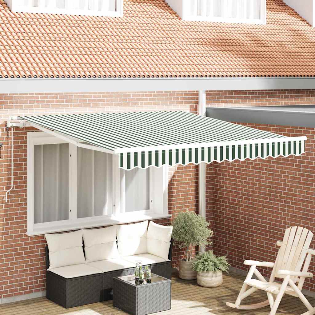 vidaXL Einziehbare Markise 300 x 250 cm Grün und Weiß