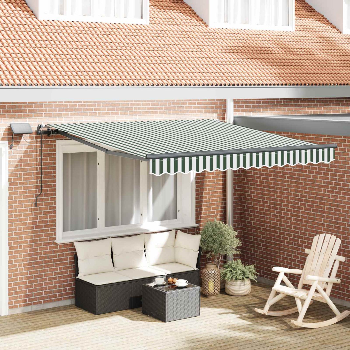 vidaXL Einziehbare Markise Grün und Weiß 300 x 250 cm Stoff