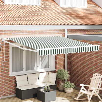 vidaXL Markise Gestreift Grün und Weiß 3 x 2,5 m Polyester und Metall
