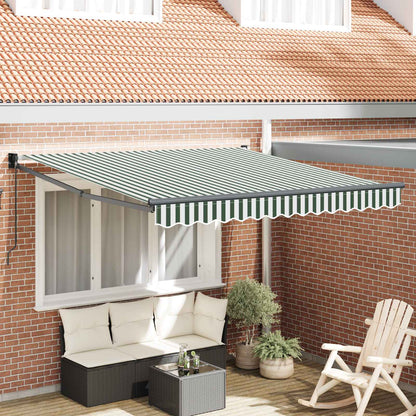 vidaXL Markise Gestreift Grün und Weiß 3 x 2,5 m Polyester und Metall