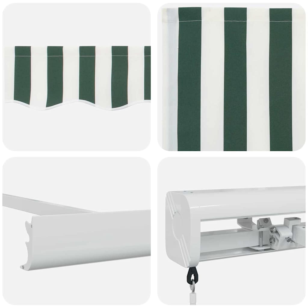 vidaXL Einziehbare Markise Grün und Weiß 300 x 250 cm Stoff und Metall