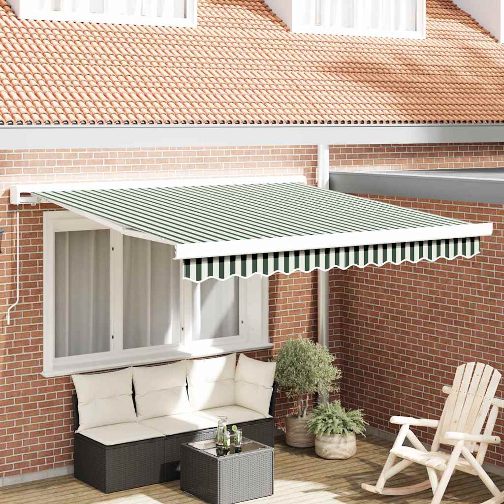 vidaXL Einziehbare Markise Grün und Weiß 300 x 250 cm Stoff und Metall