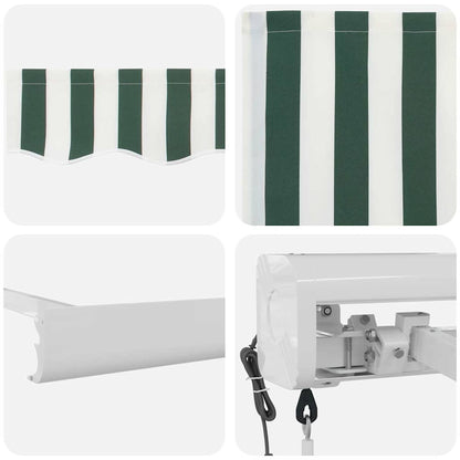 vidaXL Einziehbare Markise Grün und Weiß 300 x 250 cm Stoff und Metall