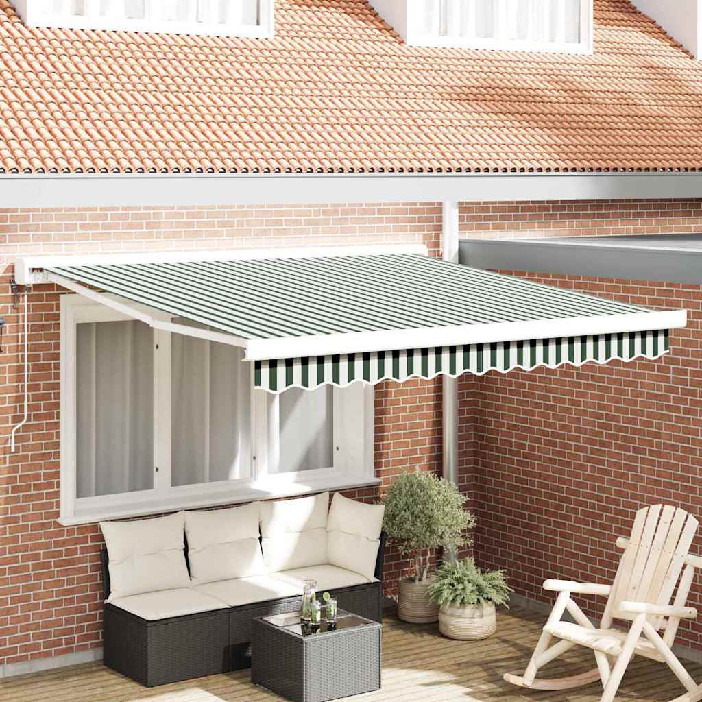 vidaXL Einziehbare Markise Grün und Weiß 300 x 250 cm Stoff und Metall