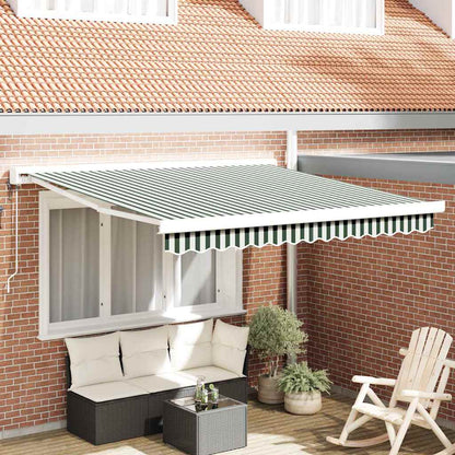 vidaXL Einziehbare Markise Grün und Weiß 300 x 250 cm Stoff und Metall