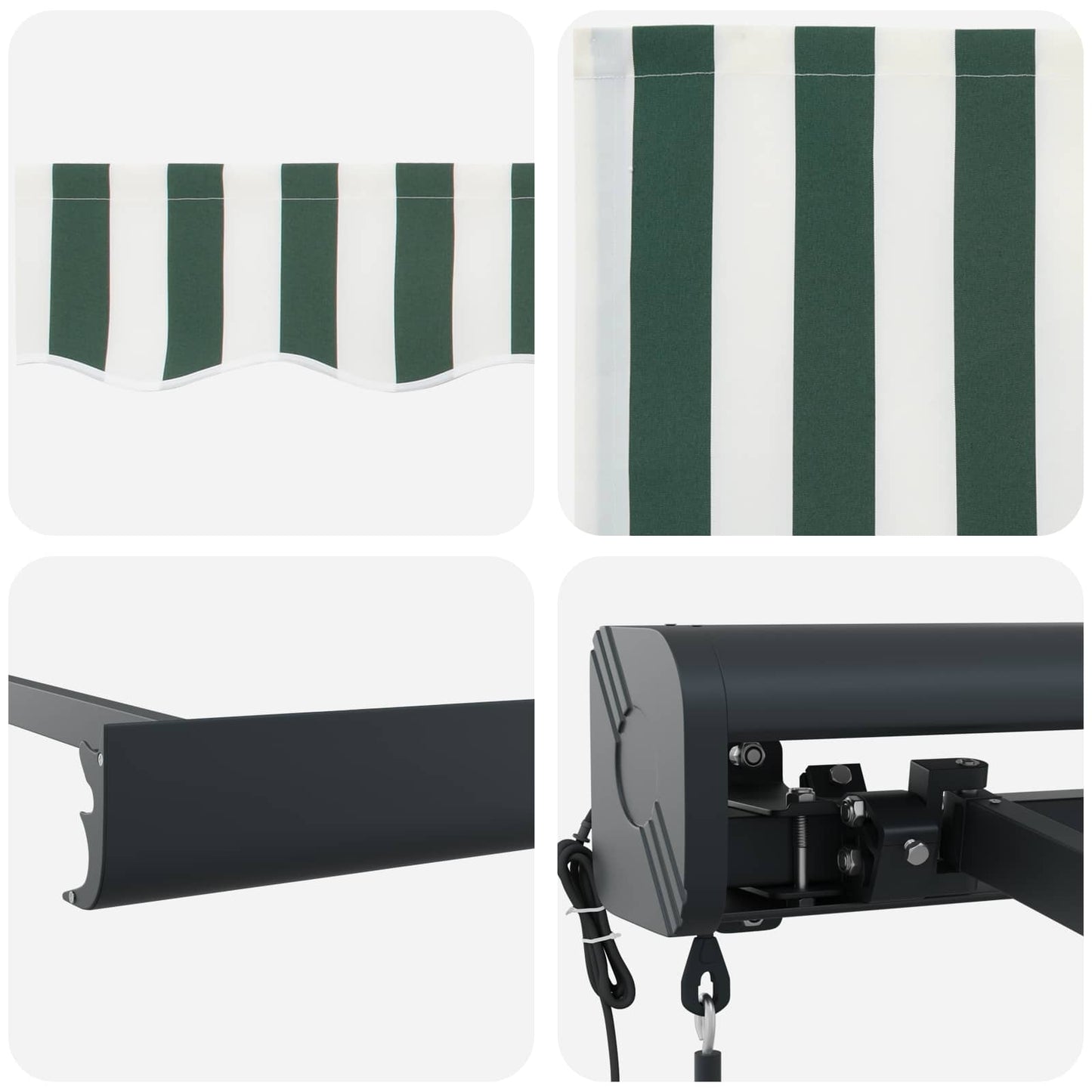 vidaXL Einziehbare Markise Grün und Weiß 300 x 250 cm Stoff und Metall