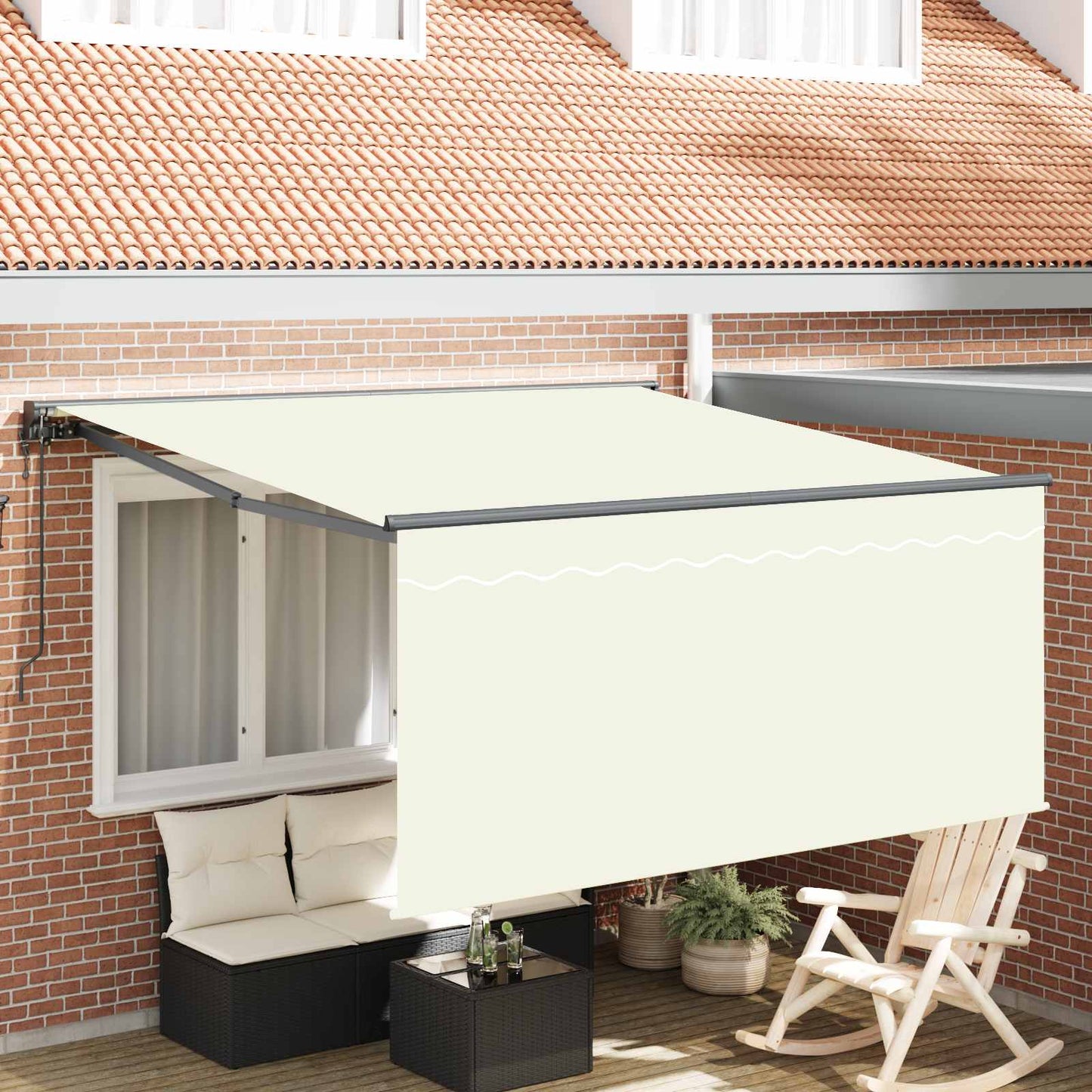 vidaXL Einziehbare Markise Creme 350 x 250 cm Polyester und Aluminium