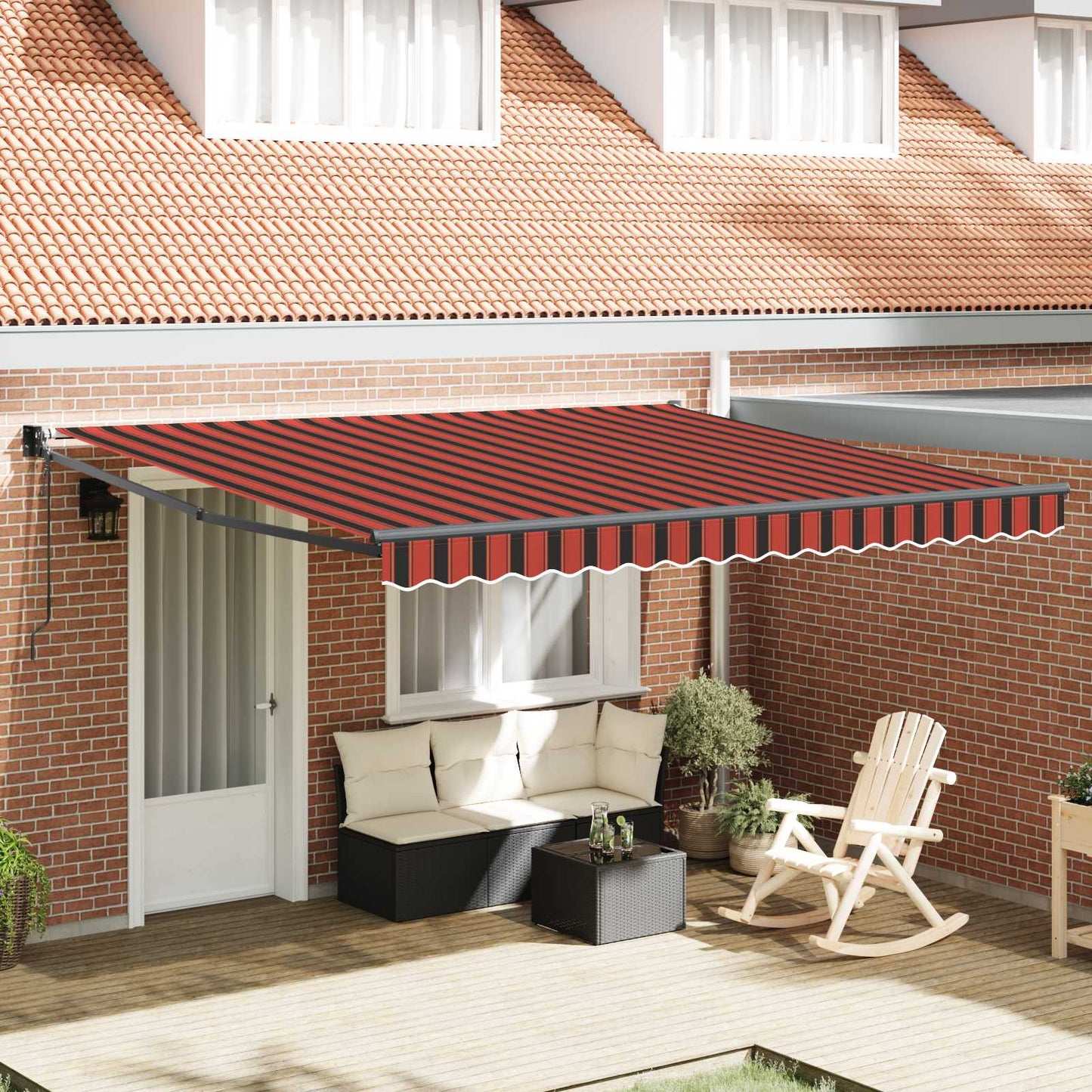 vidaXL Einziehbare Markise Orange und Braun 350 x 250 cm