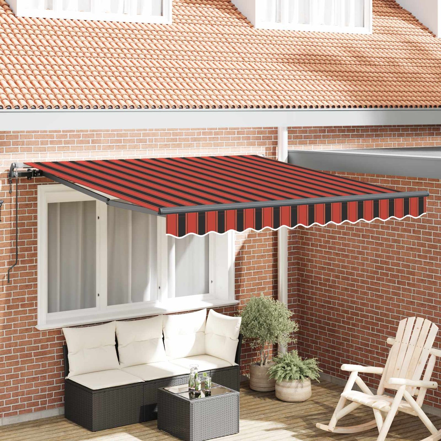 vidaXL Einziehbare Markise Rot und Schwarz 350 x 250 cm
