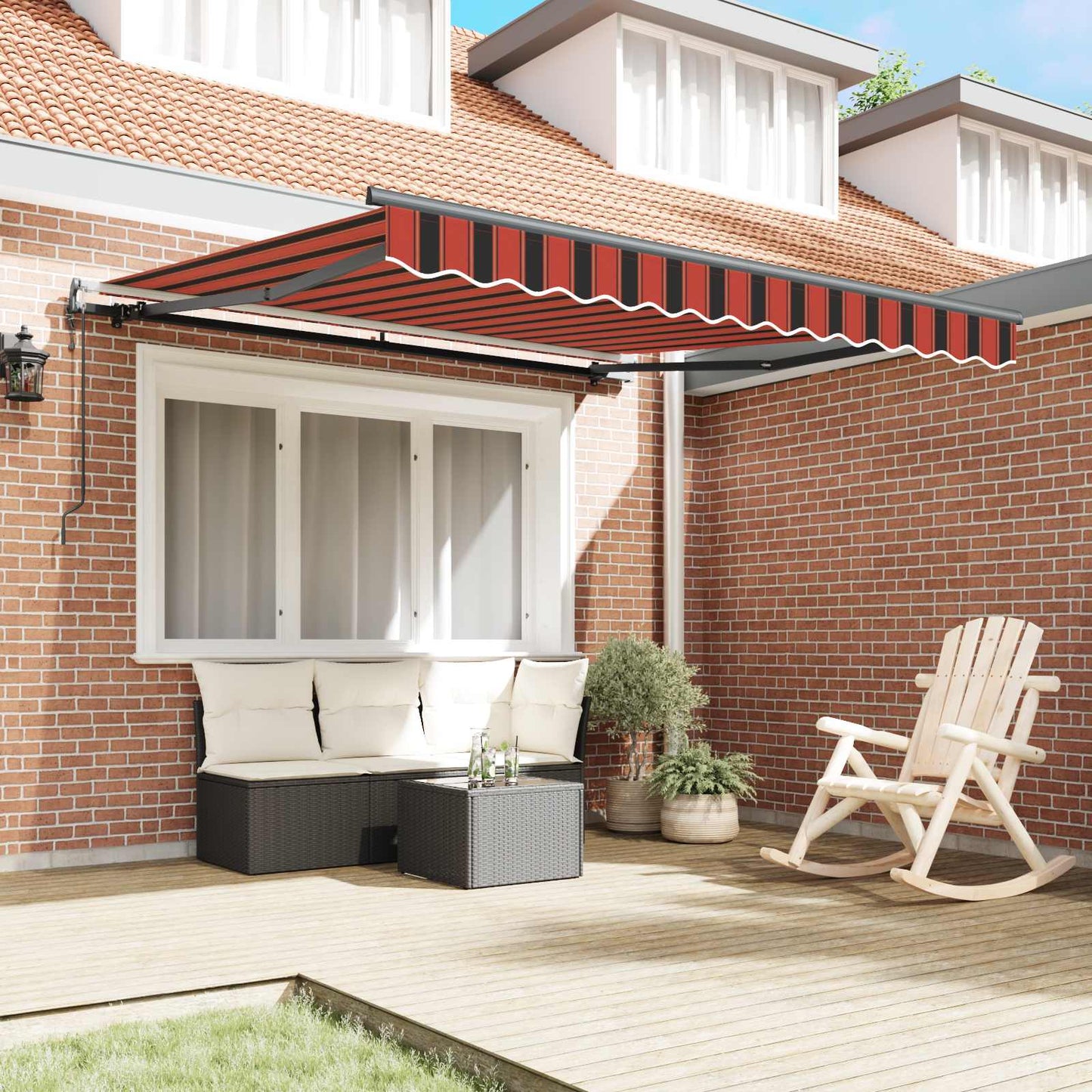 vidaXL Einziehbare Markise Rot und Schwarz 350 x 250 cm