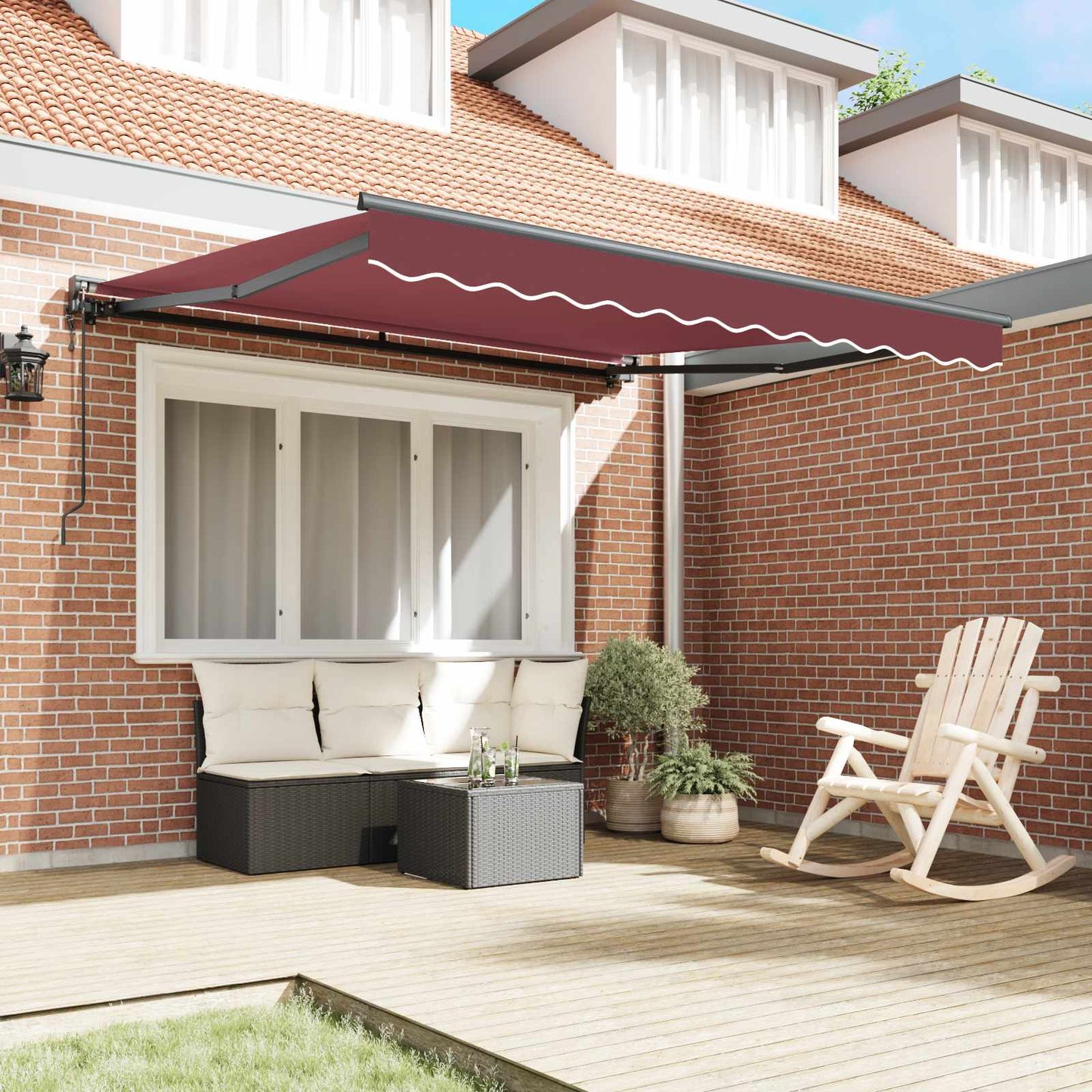 vidaXL Einziehbare Markise Bordeauxrot 350 x 250 cm