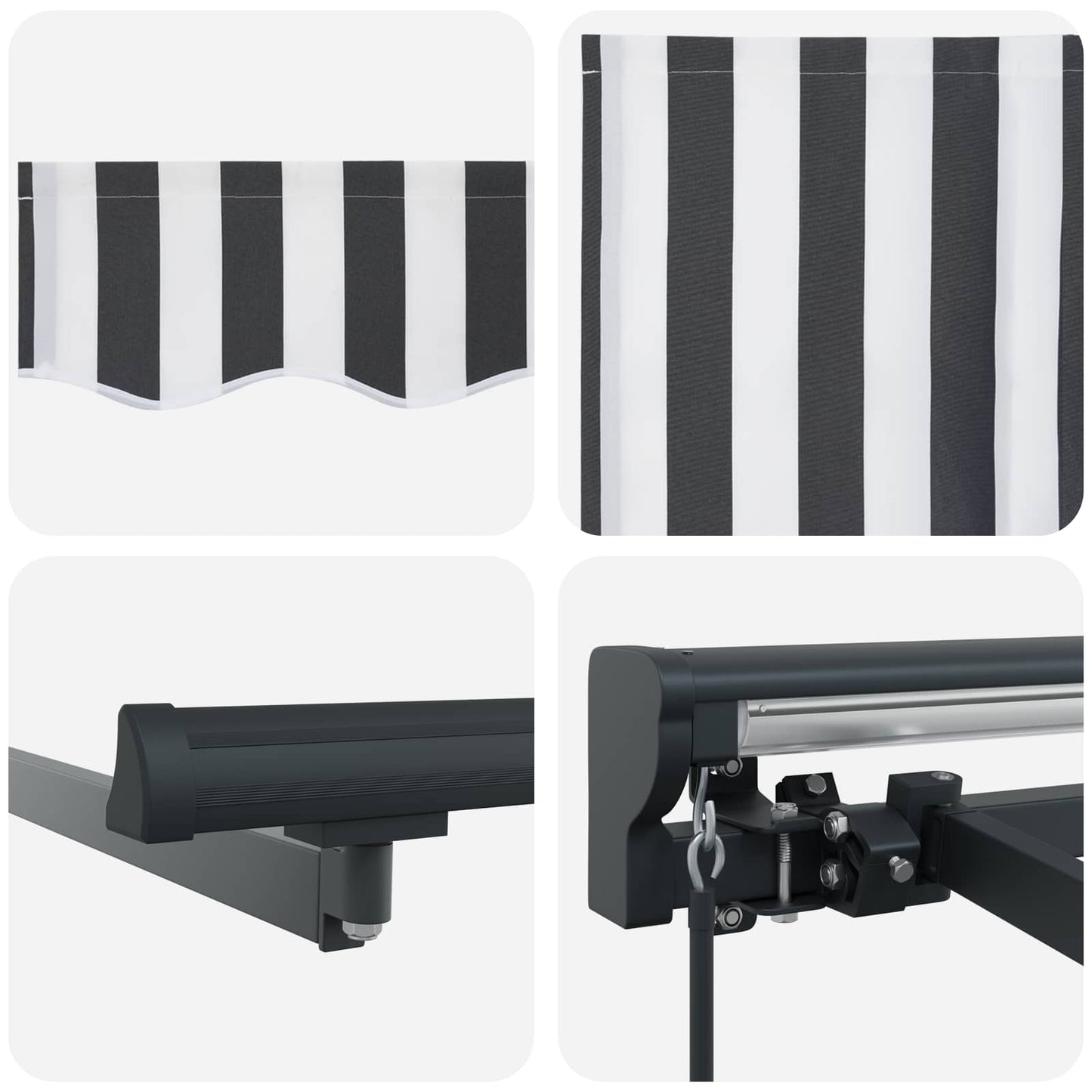 vidaXL Einziehbare Markise Anthrazit und Weiß 350 x 250 cm