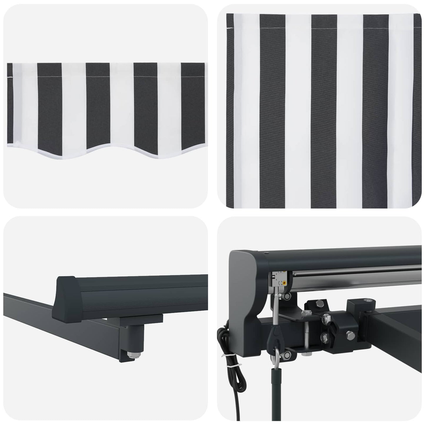 vidaXL Einziehbare Markise Anthrazit und Weiß 350 x 250 cm