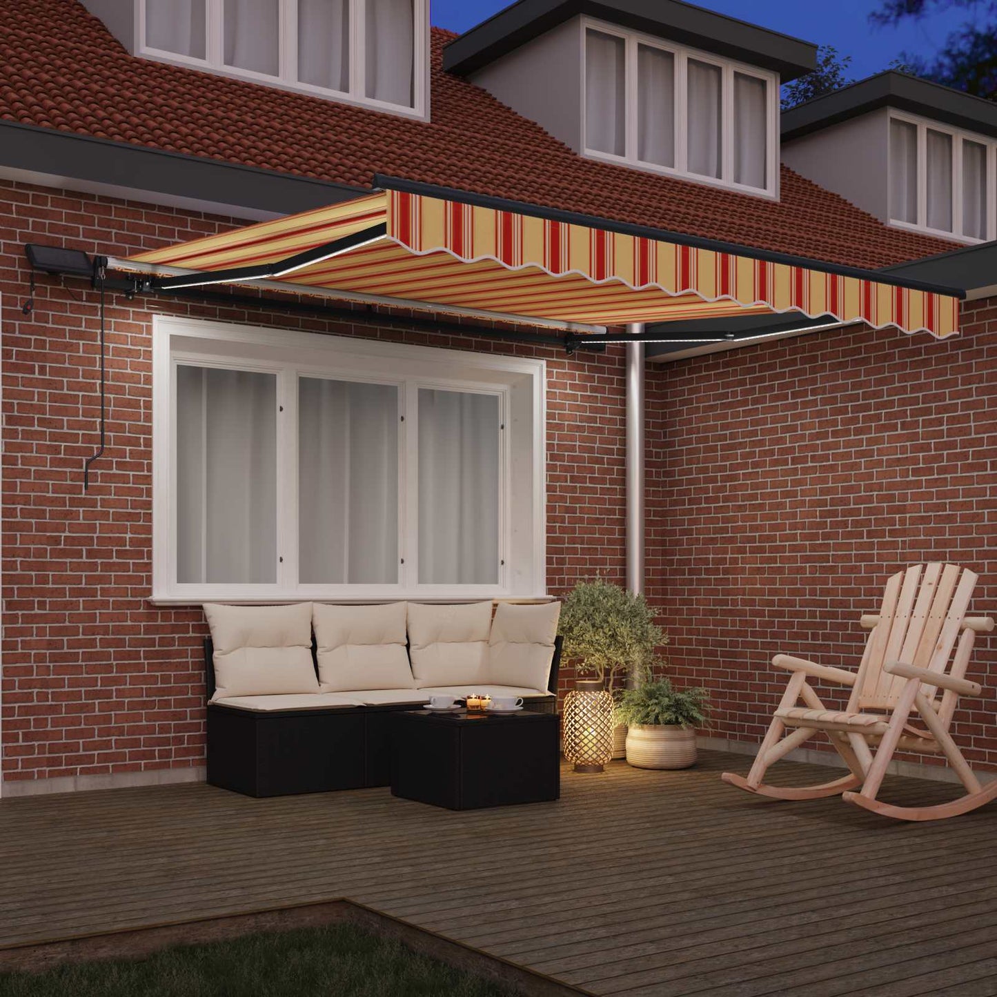 vidaXL Einziehbare Markise Gelb und Orange 350 x 250 cm Stoff