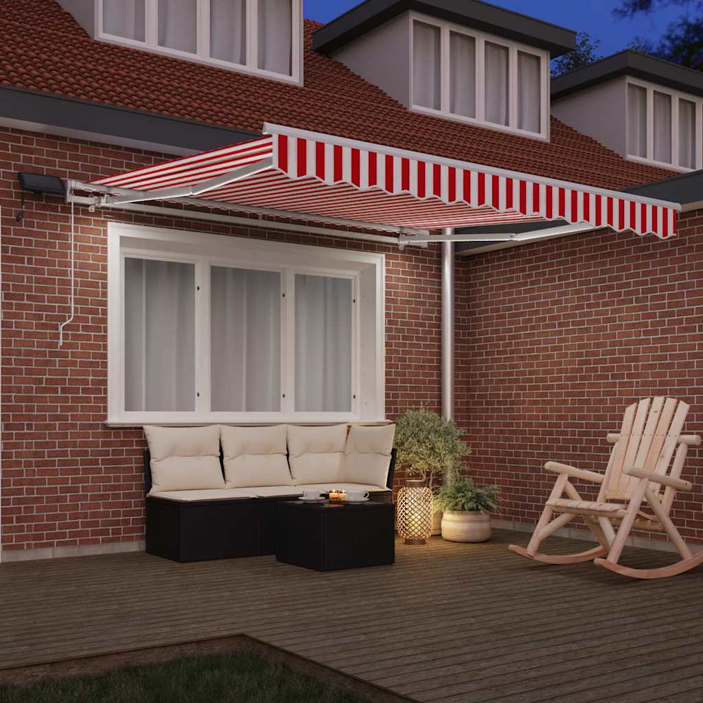 vidaXL Einziehbare Markise Rot und Weiß 350 x 250 cm Stoff und Stahl